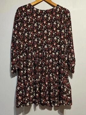 Altar’d State Black and Floral Pattern Long Sleeve Dress Size Medium